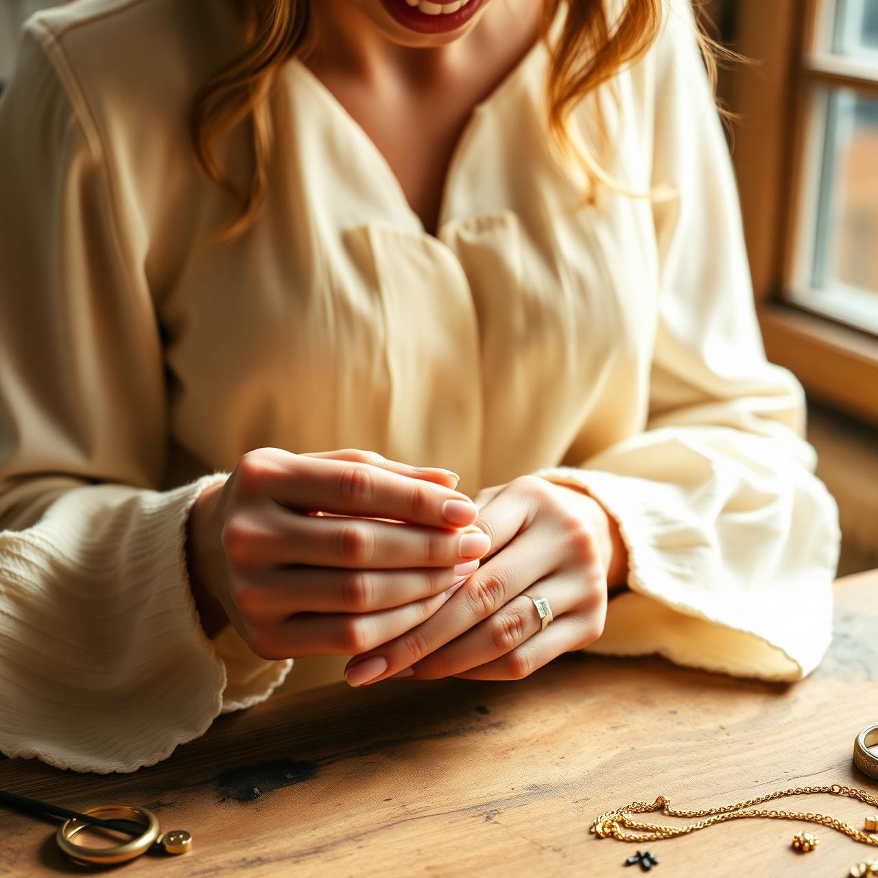 An artisan hand-finishing a gold chain.